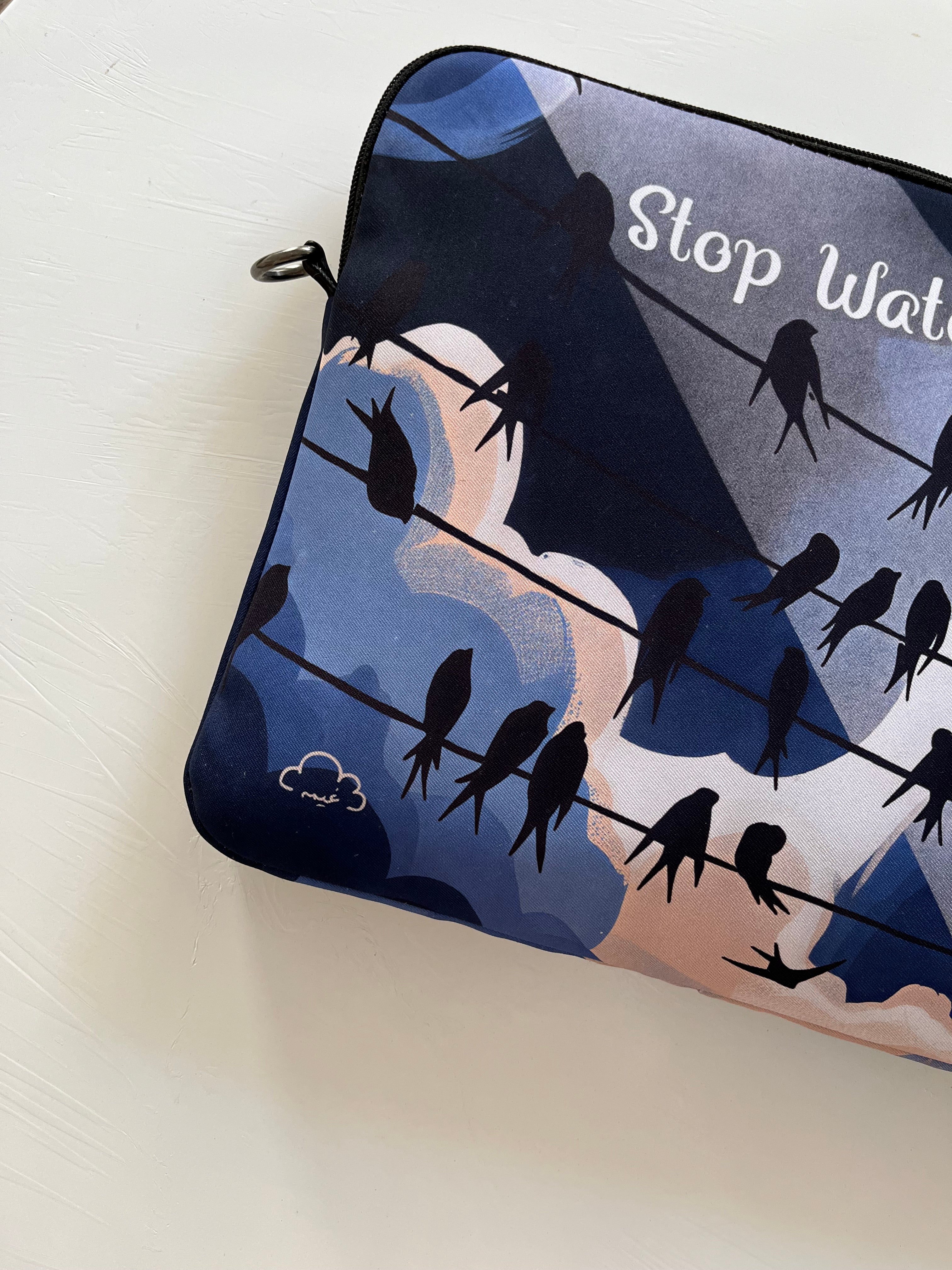 STOP WATCHING laptop sleeve dark blue